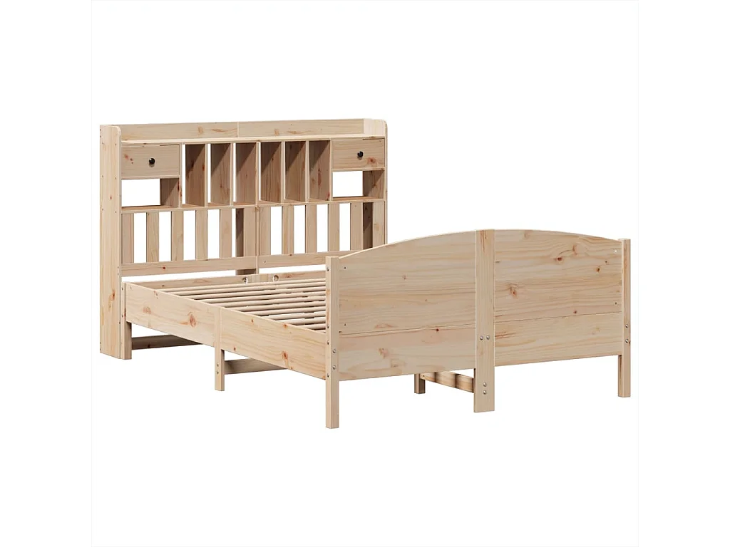 Cama con estantería sin colchón madera maciza de pino 160x200cm