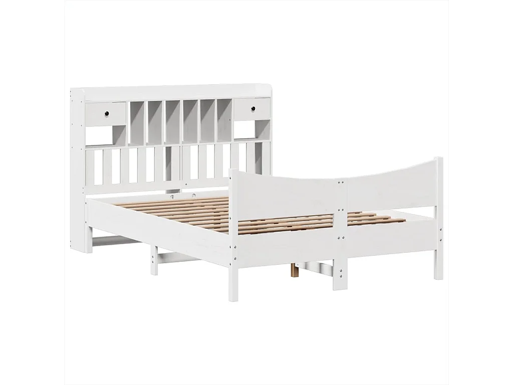 Cama sem colchão 140x200 cm madeira de pinho maciça branco