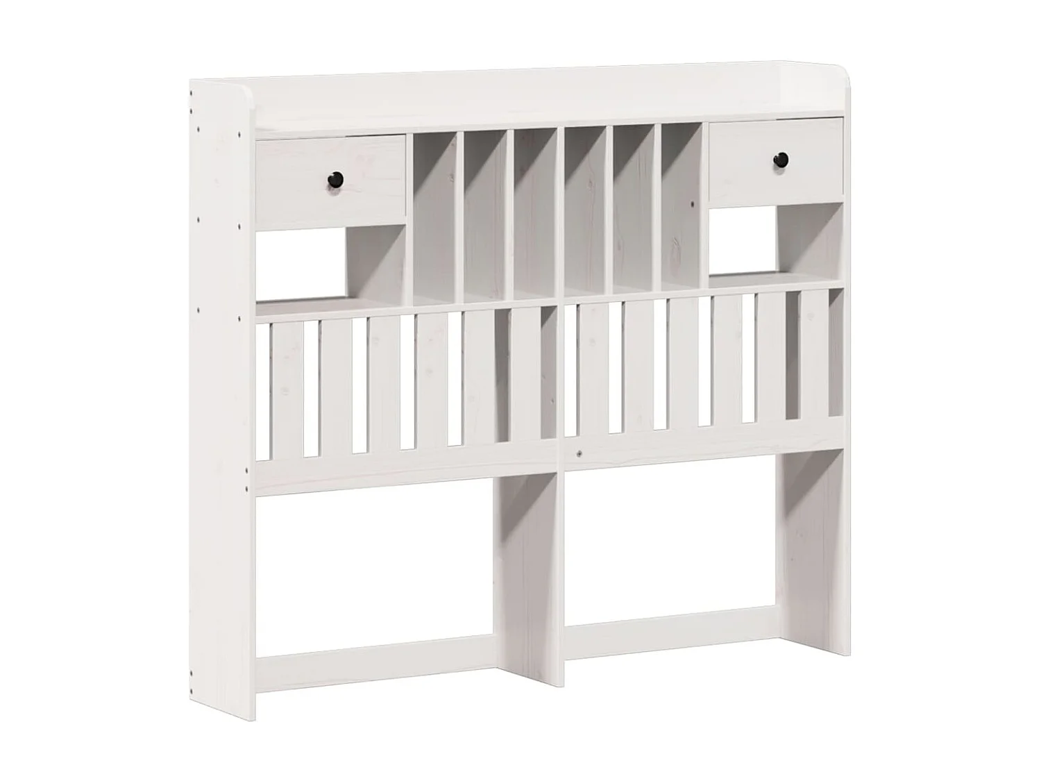 Lit bibliothèque sans matelas blanc 135x190 cm bois pin massif