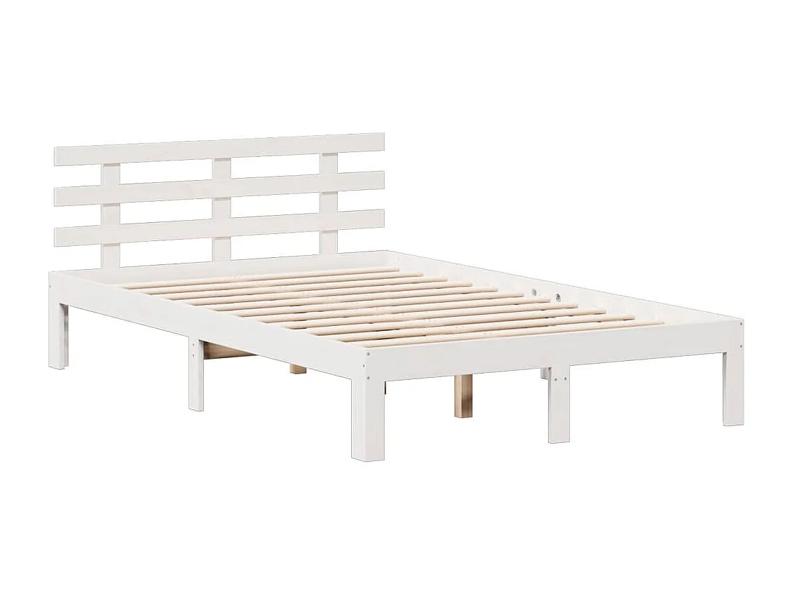 Lit bibliothèque sans matelas blanc 135x190 cm bois pin massif