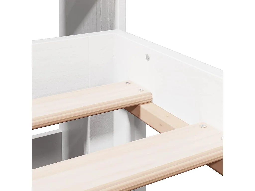 Lit bibliothèque sans matelas blanc 135x190 cm bois pin massif