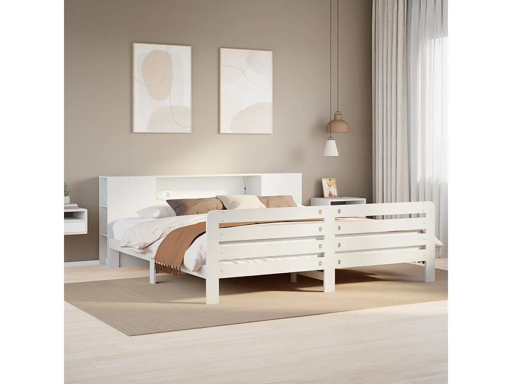 Estructura de cama sin colchón madera maciza blanca 200x200 cm