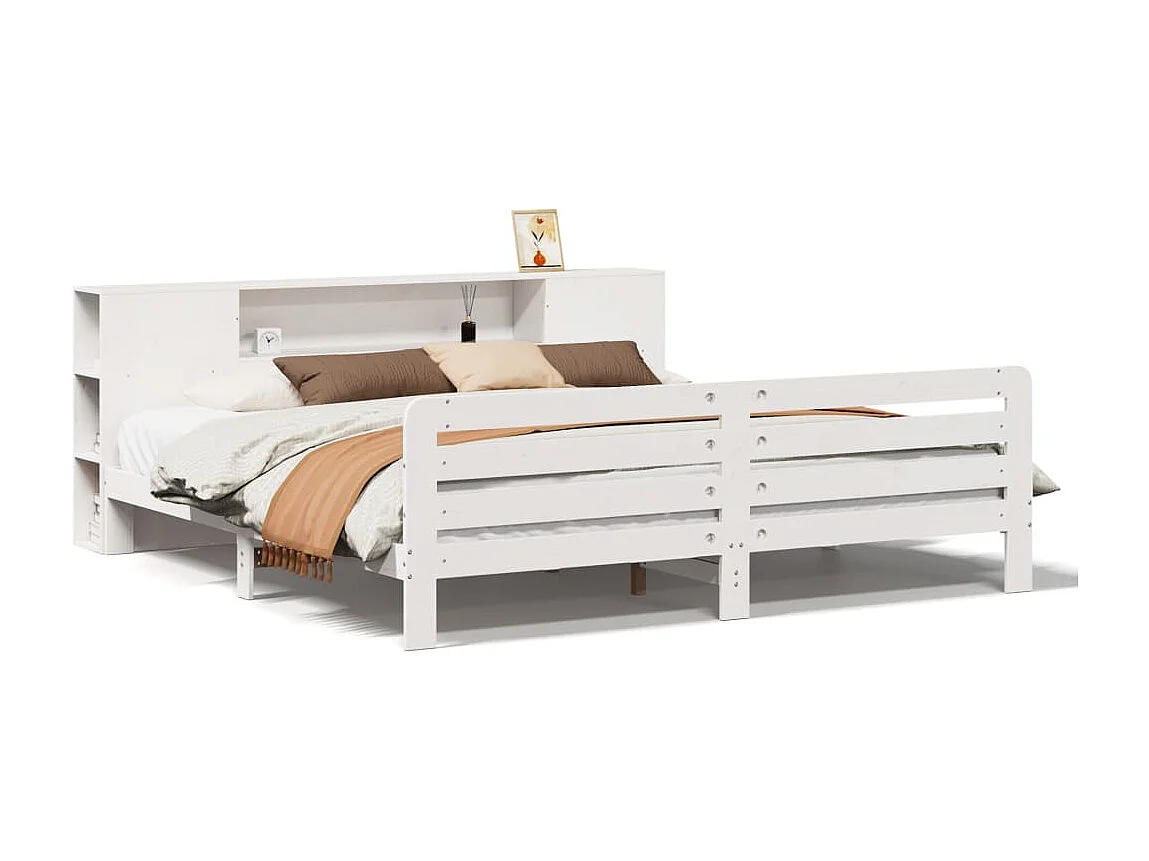 Estructura de cama sin colchón madera maciza blanca 200x200 cm