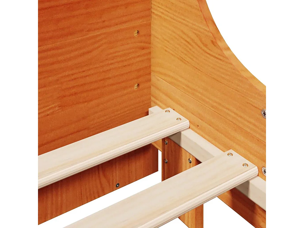 Cama con estantería sin colchón madera maciza marrón 200x200 cm