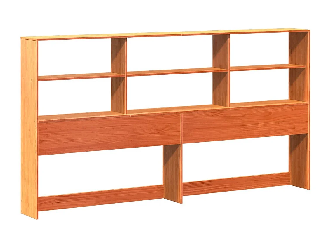 Lit bibliothèque sans matelas cire marron 200x200cm bois massif