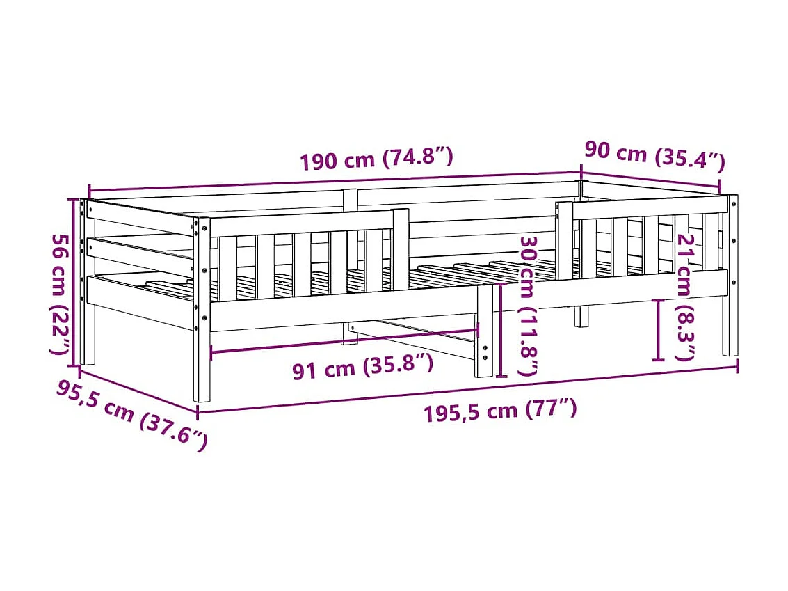 Cadre de lit 90x190 cm Bois de pin massif