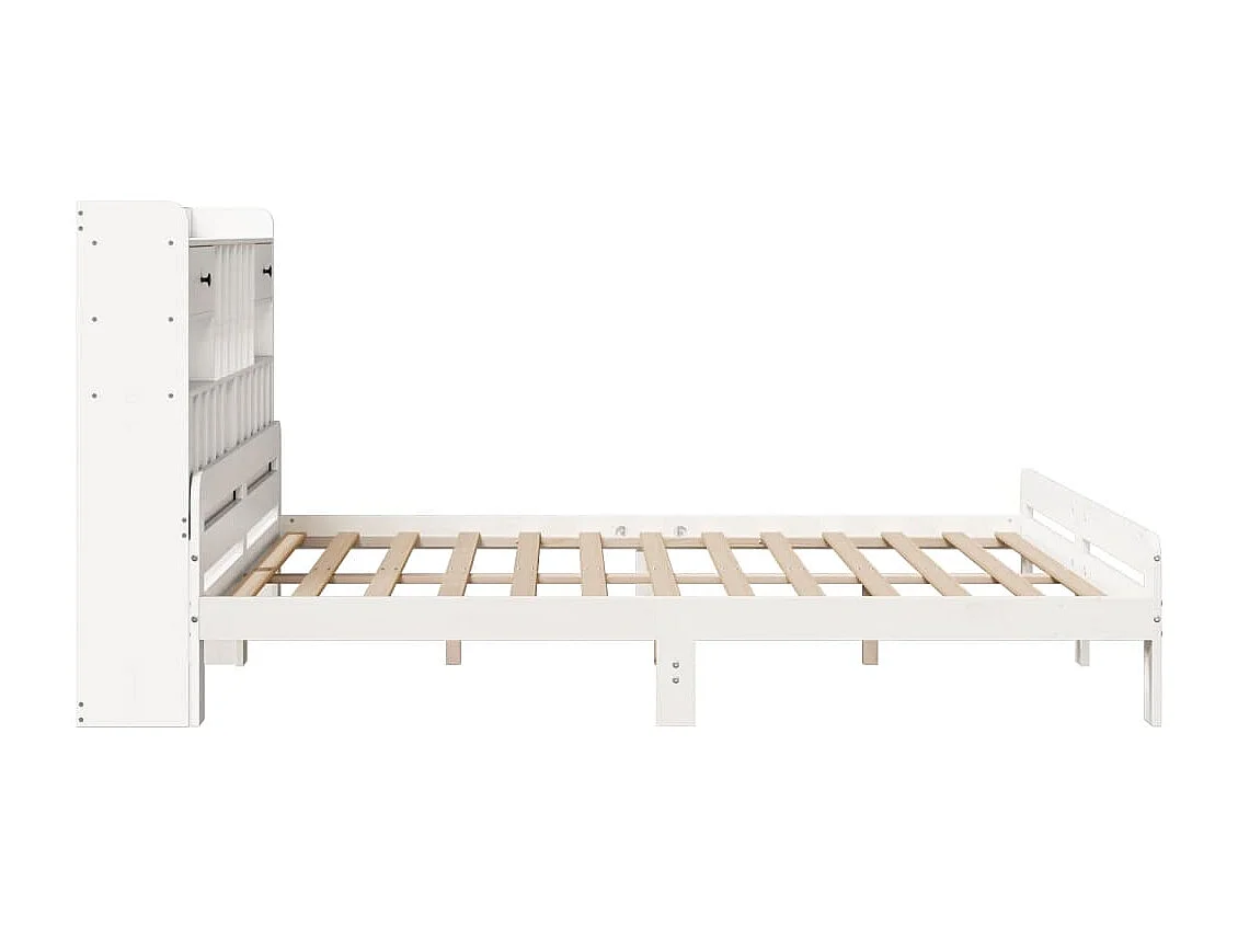 Cama con estantería sin colchón madera maciza blanca 180x200 cm