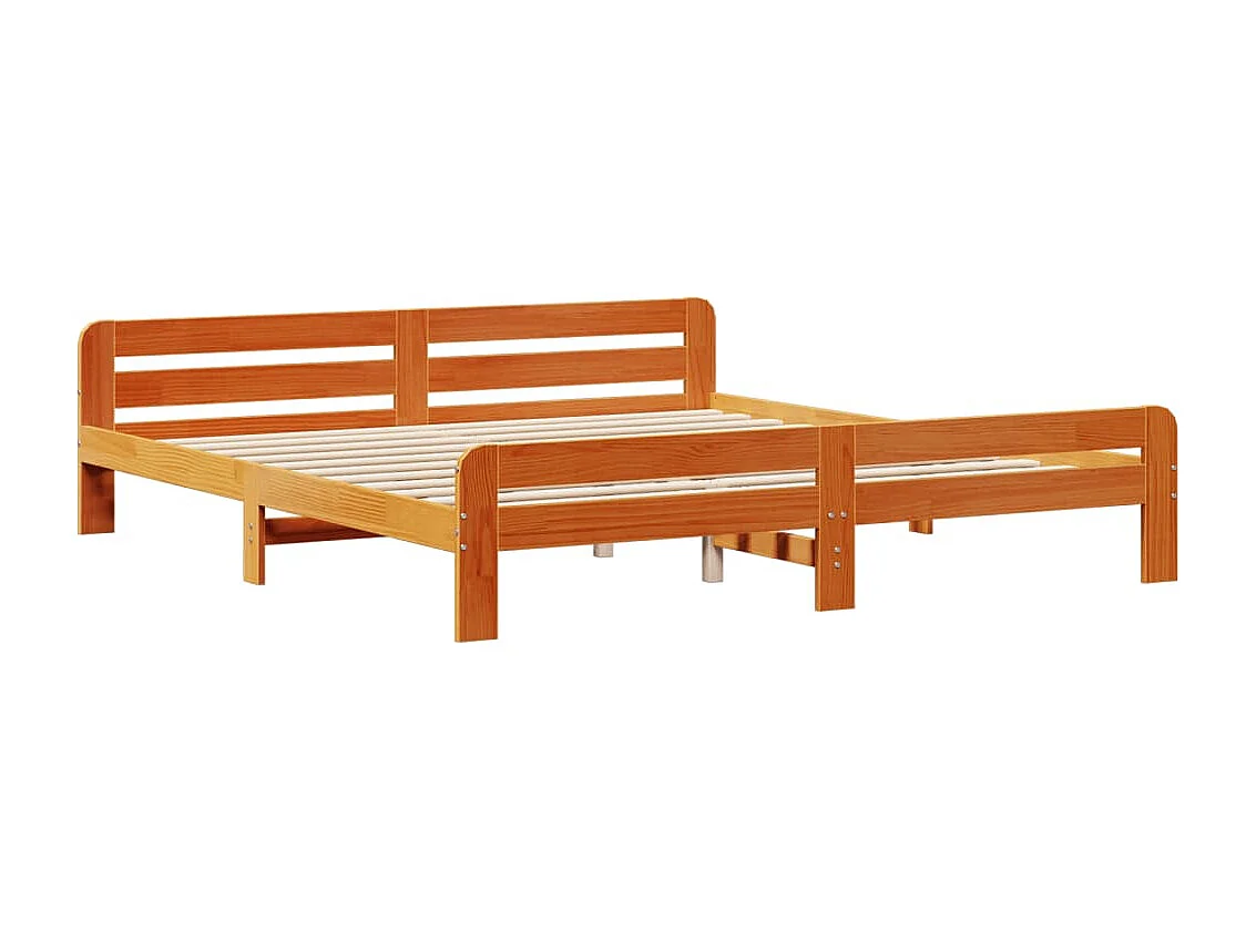 Cama con estantería sin colchón madera maciza marrón 180x200cm