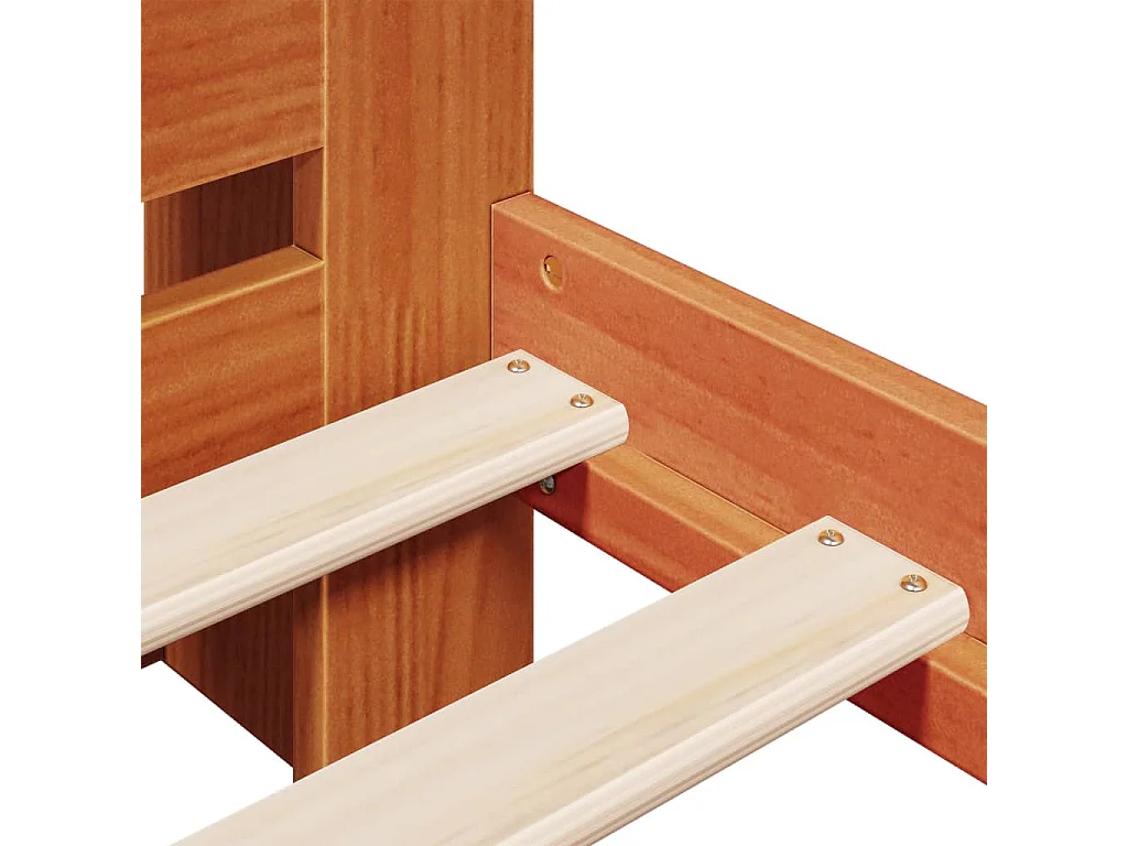 Cama con estantería sin colchón madera maciza marrón 180x200cm