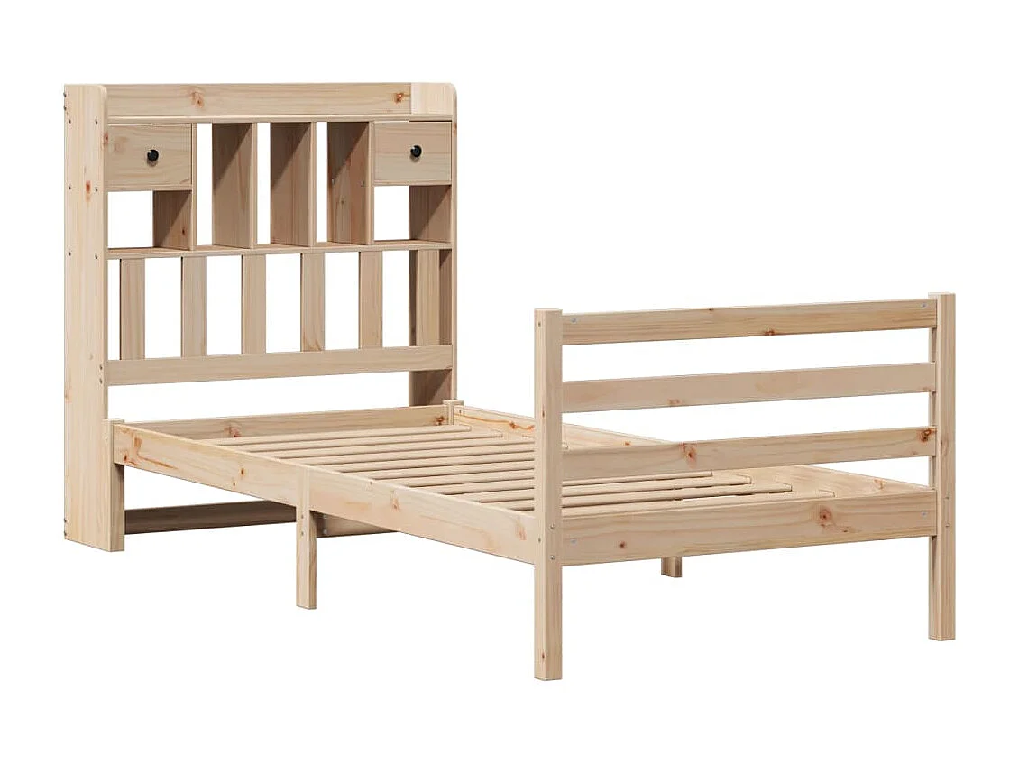 Cama con estantería sin colchón madera maciza de pino 90x190 cm