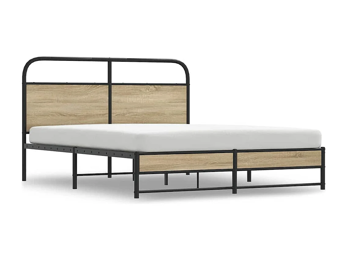Cadre de lit sans matelas 150x200 cm chêne fumé bois ingénierie