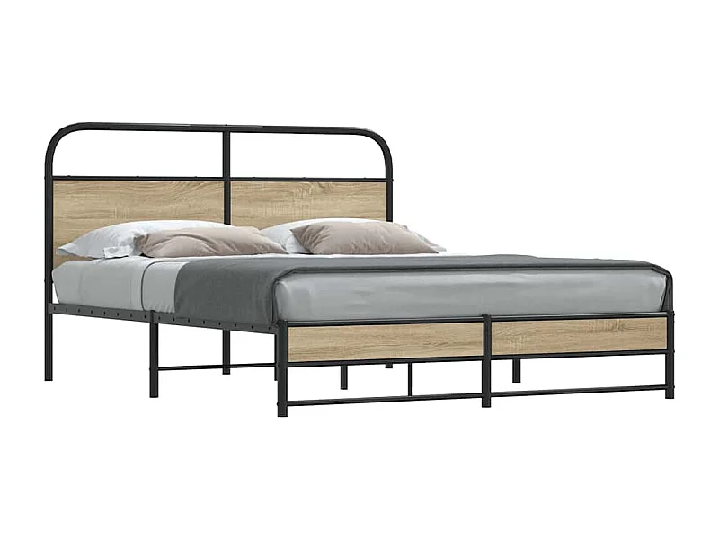 Estructura de cama sin colchón 150x200 cm madera roble ahumado