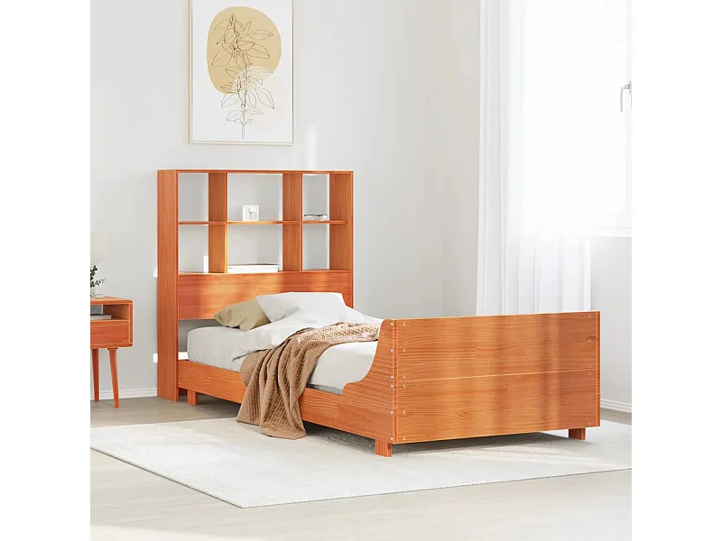 Estructura de cama sin colchón madera de pino marrón 90x200 cm