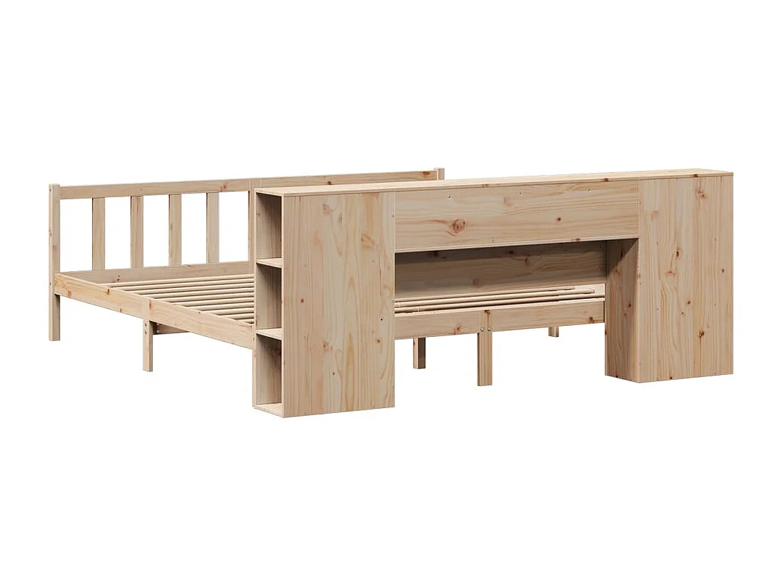 Cama con estantería sin colchón madera maciza de pino 180x200cm