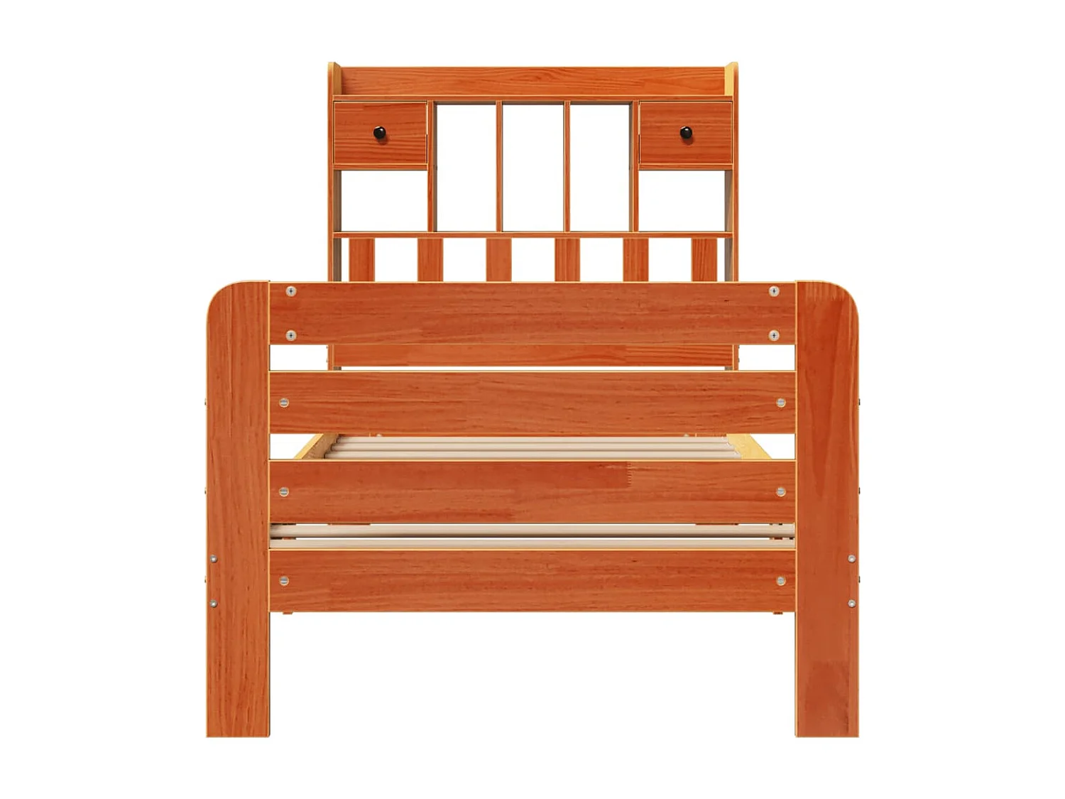 Cama con estantería sin colchón madera maciza marrón 75x190 cm