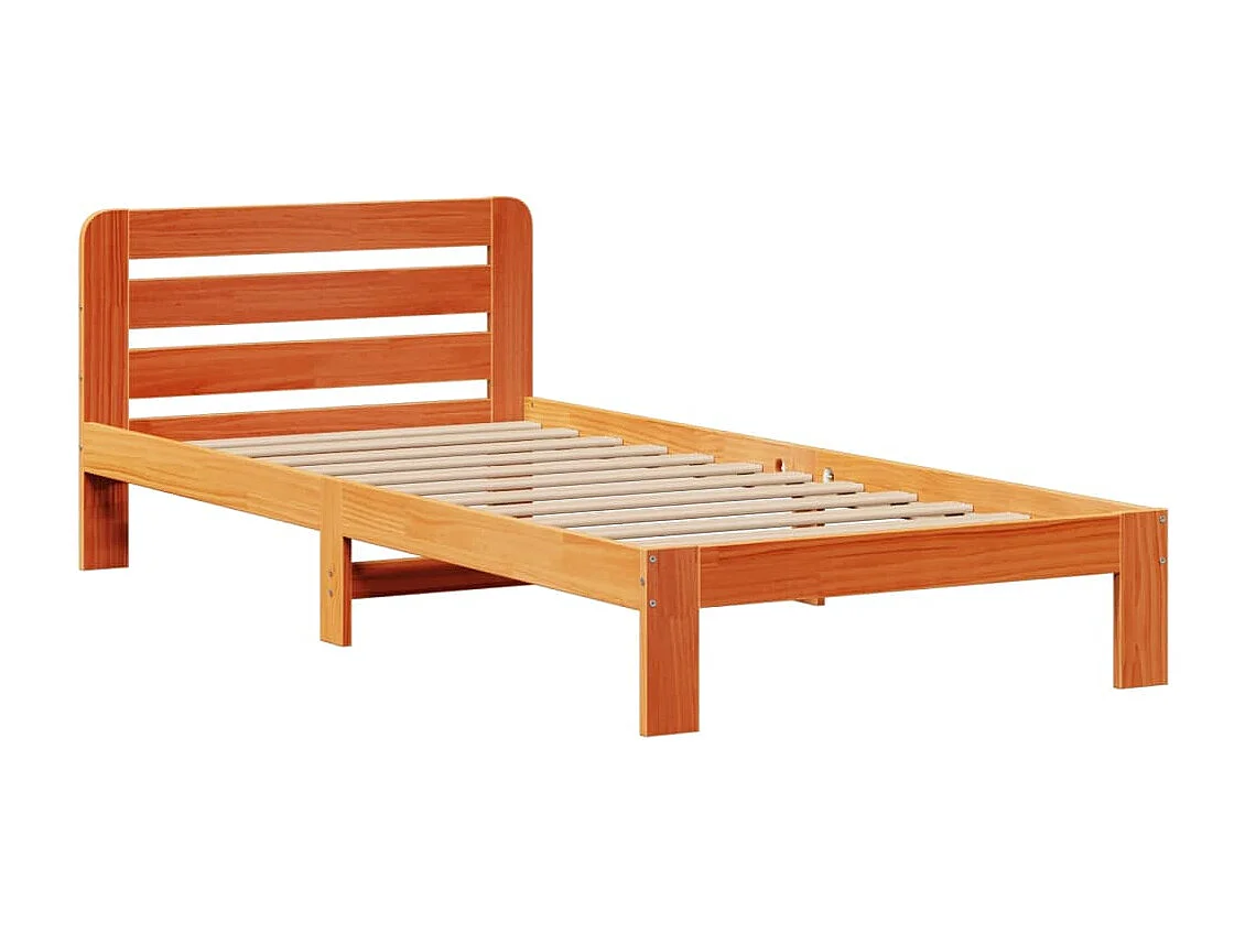 Cama con estantería sin colchón madera maciza marrón 75x190 cm