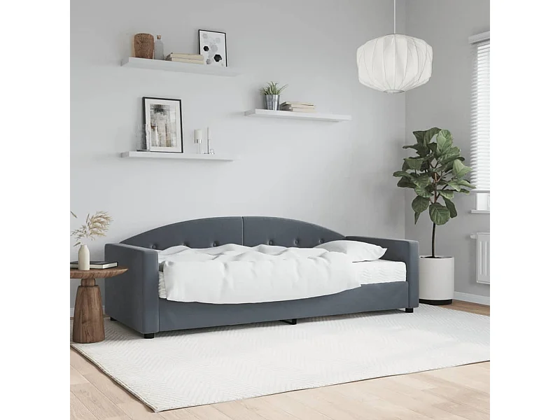 Lit de jour avec matelas gris foncé 80x200 cm velours