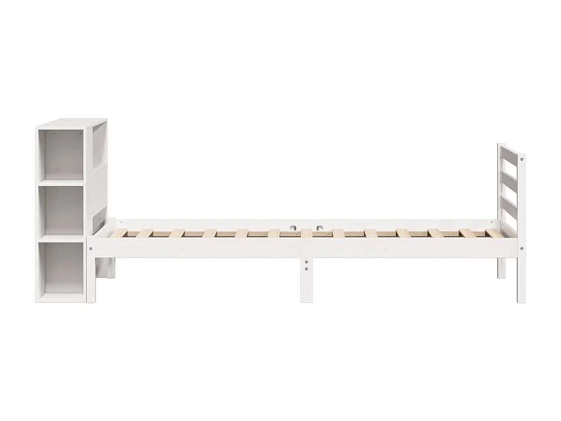 Cama com estante sem colchão 90x190 cm pinho maciço branco