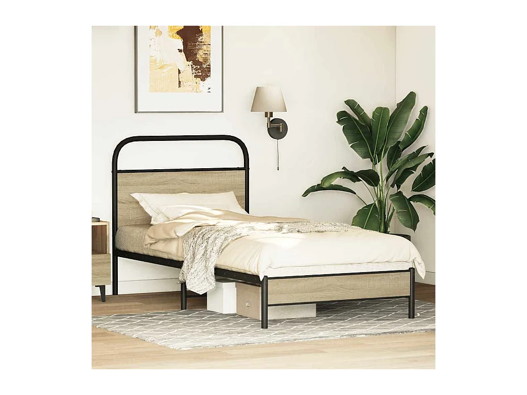 Estrutura cama s/ colchão derivados de madeira carvalho sonoma
