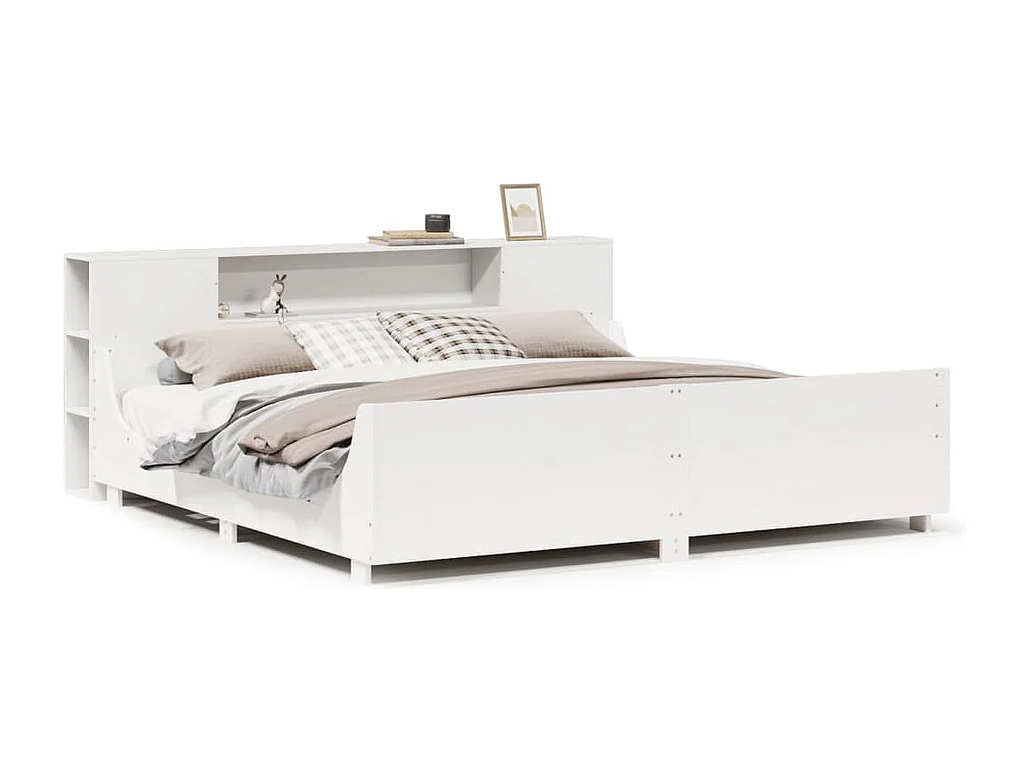 Cama sem colchão 180x200 cm madeira de pinho maciça branco