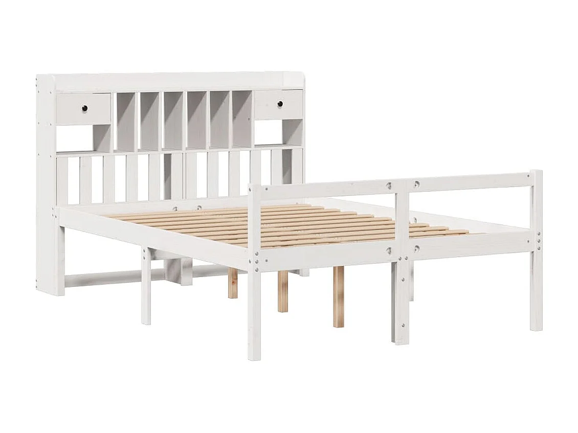 Cama com estante sem colchão 150x200 cm pinho maciço branco