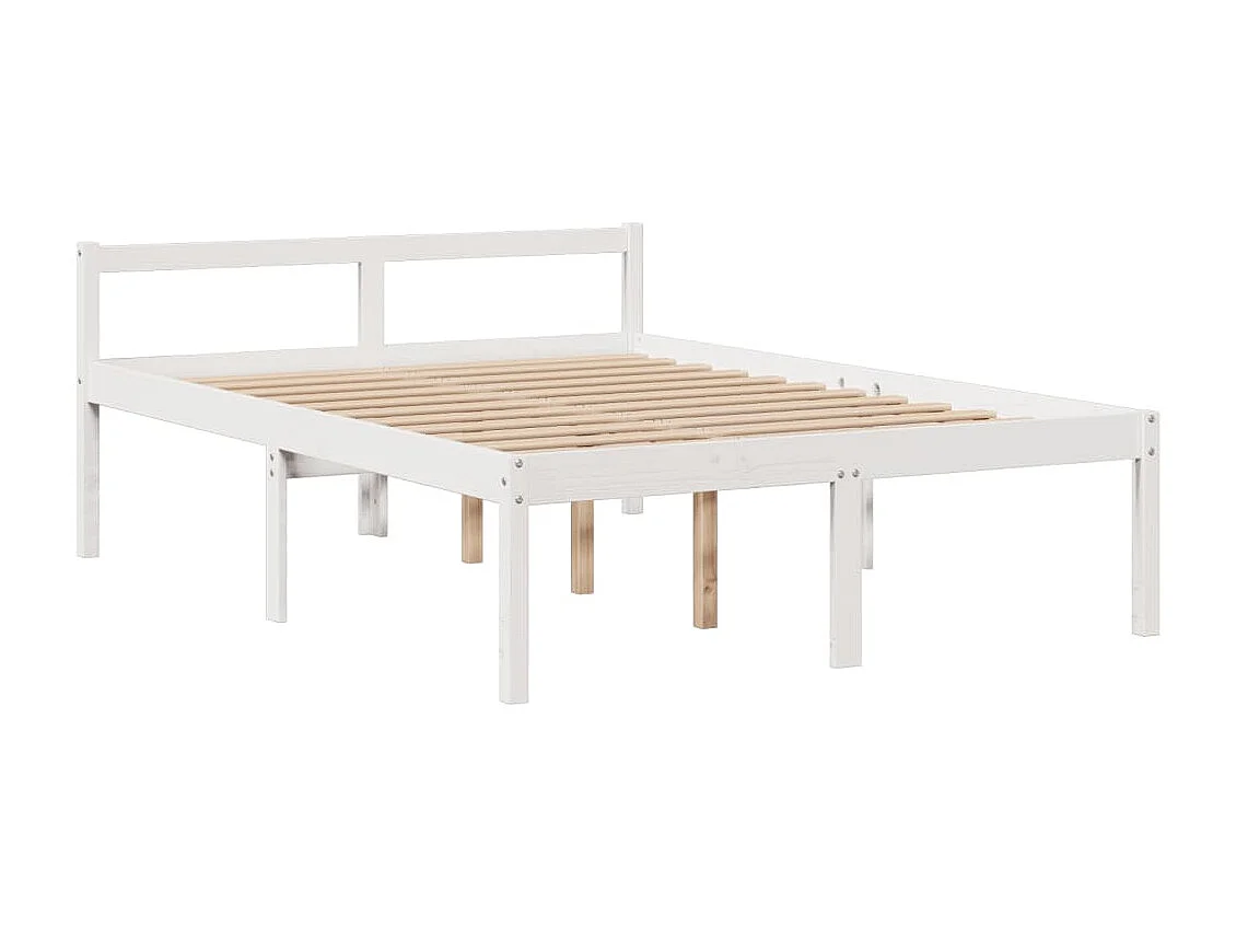 Cama com estante sem colchão 150x200 cm pinho maciço branco