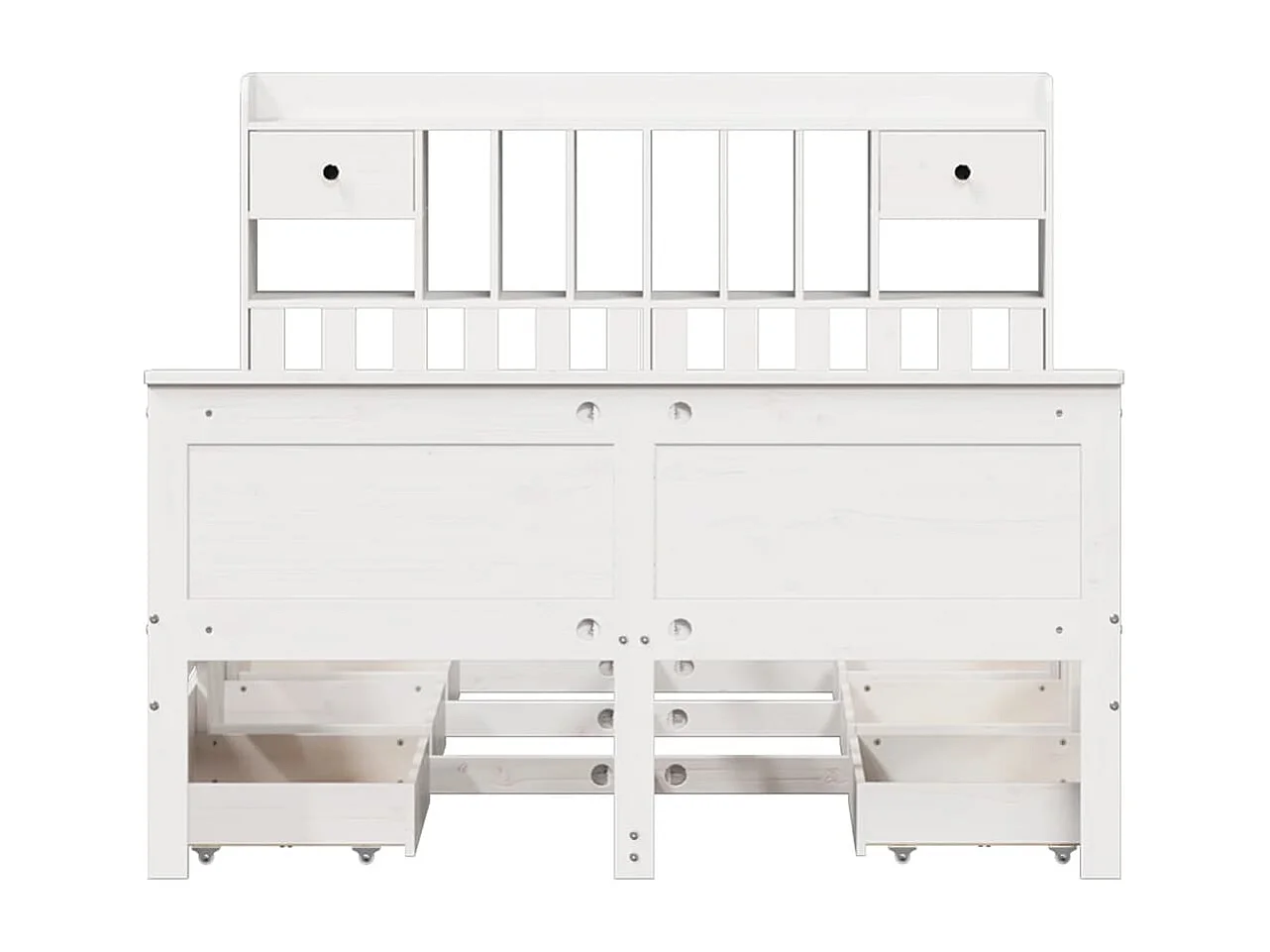 Lit bibliothèque sans matelas blanc 150x200 cm bois pin massif