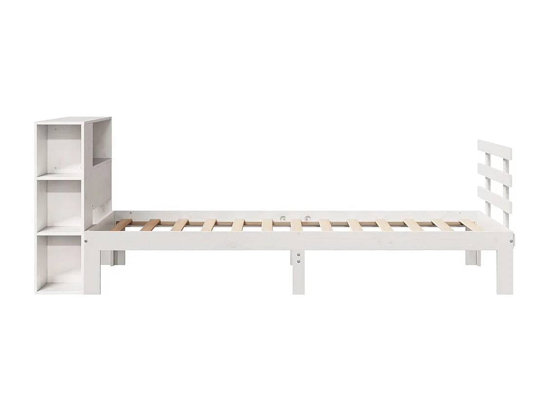 Cama com estante sem colchão 90x200 cm pinho maciço branco