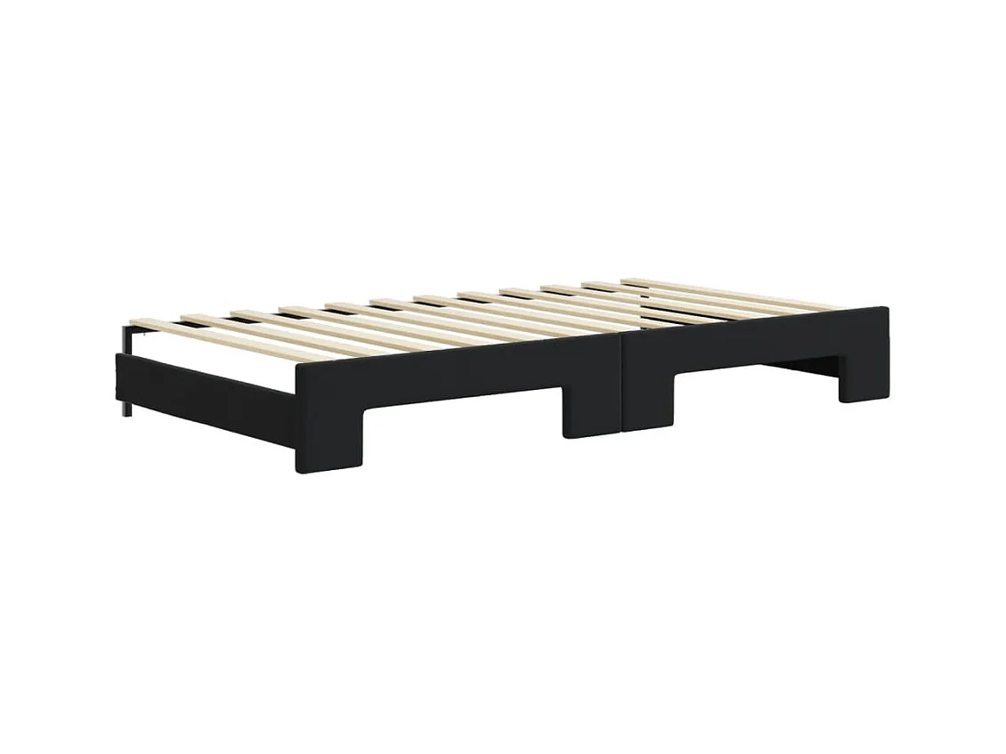 Lit de jour avec lit gigogne et matelas noir 100x200 cm velours