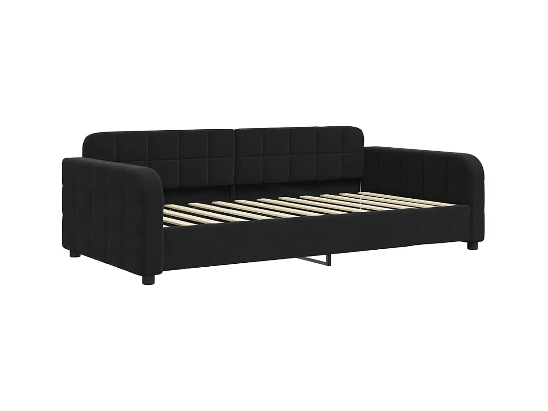 Lit de jour avec lit gigogne et matelas noir 100x200 cm velours