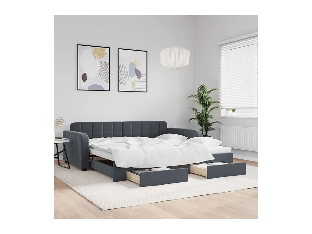 Lit de jour avec gigogne et tiroirs sans matelas 100x200 cm