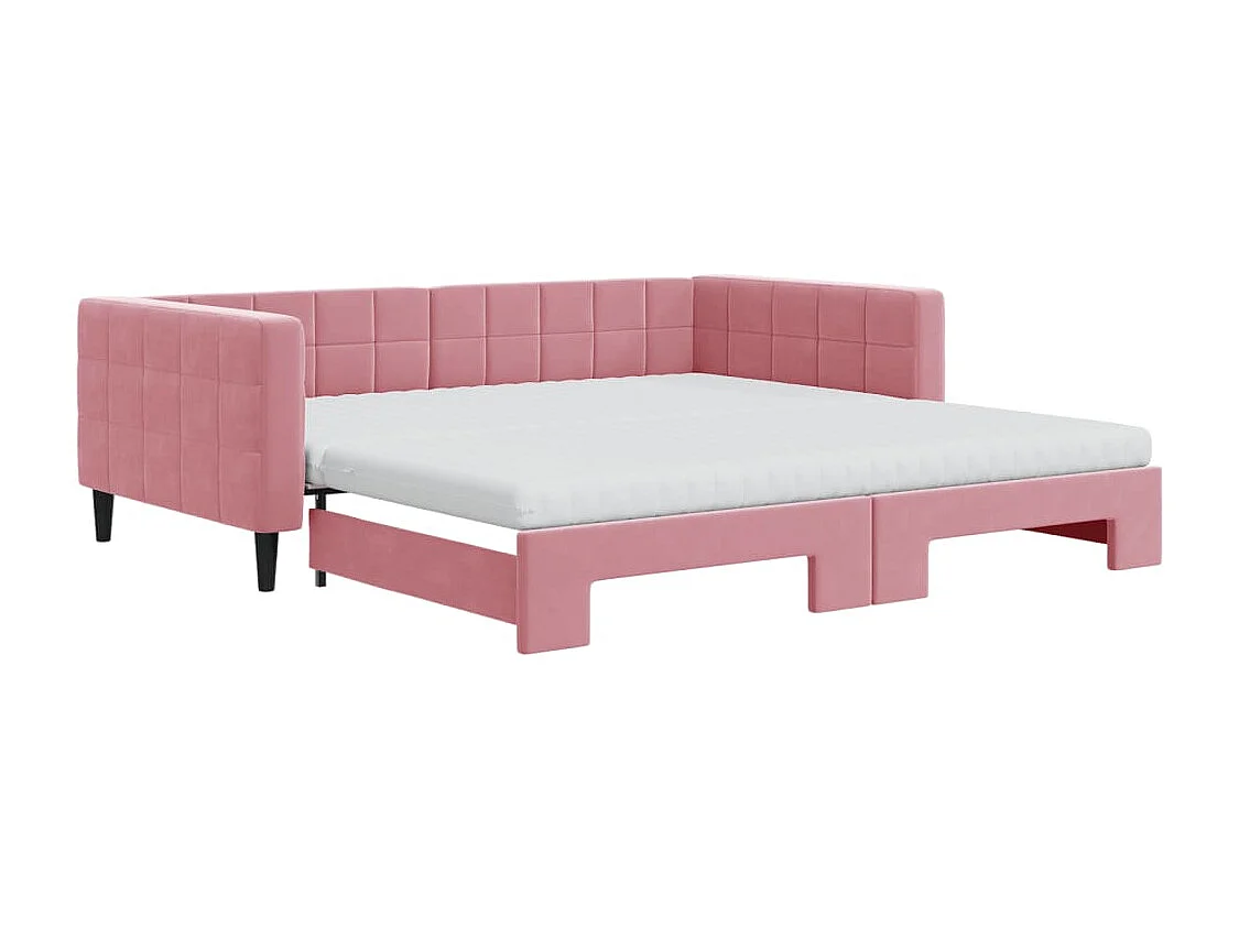 Sofá cama nido con colchón terciopelo rosa 100x200 cm