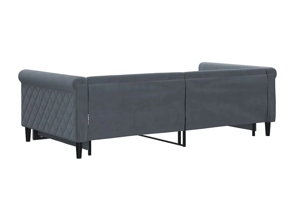 Lit de jour avec gigogne sans matelas gris foncé 100x200 cm