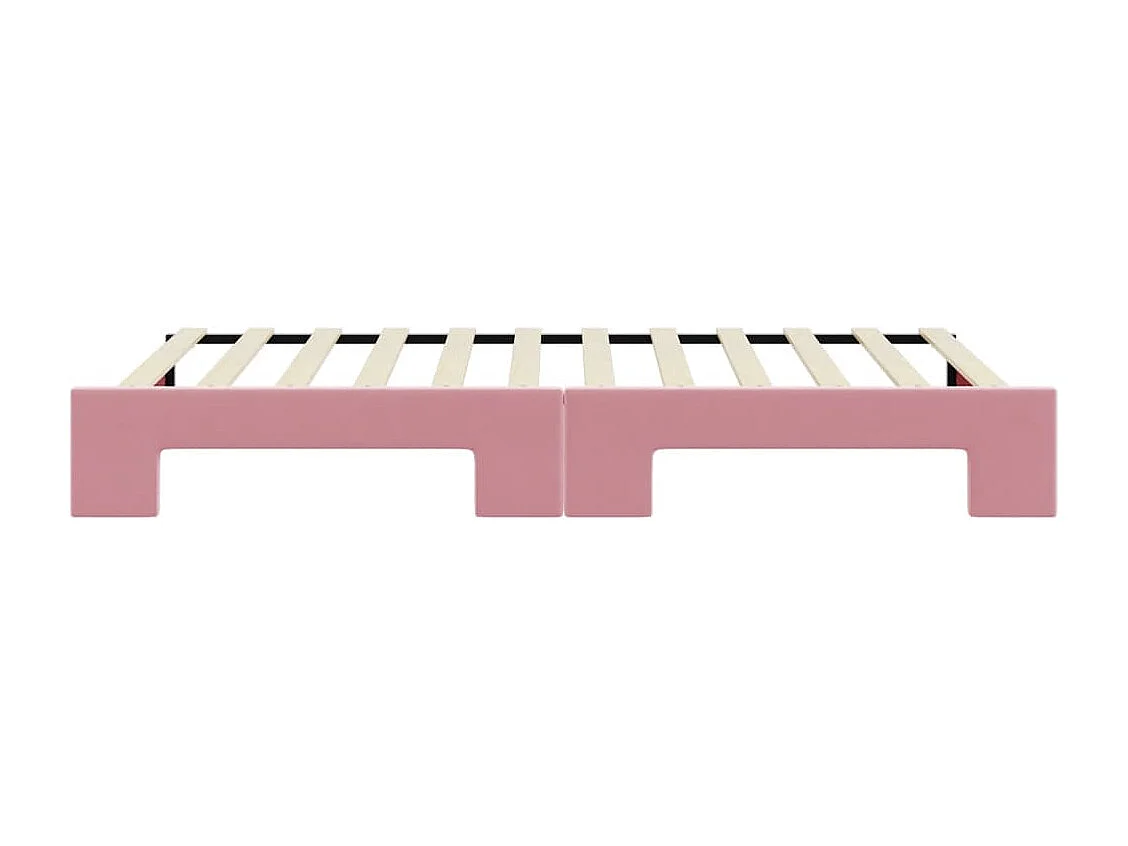 Lit de jour avec lit gigogne rose 90x200 cm velours