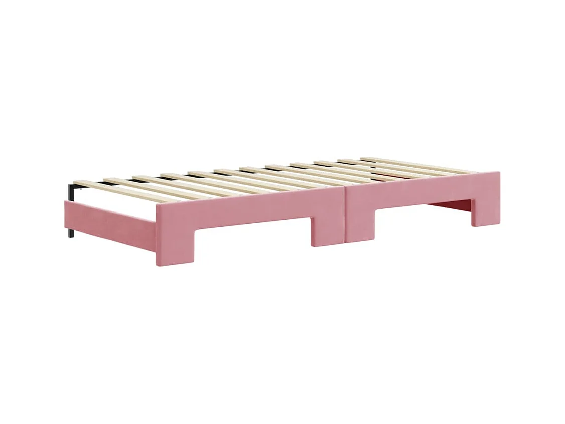 Lit de jour avec lit gigogne rose 90x200 cm velours