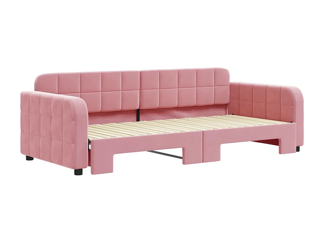 Lit de jour avec lit gigogne rose 90x200 cm velours