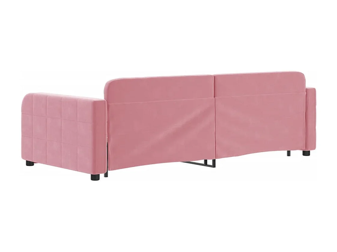 Lit de jour avec lit gigogne rose 90x200 cm velours