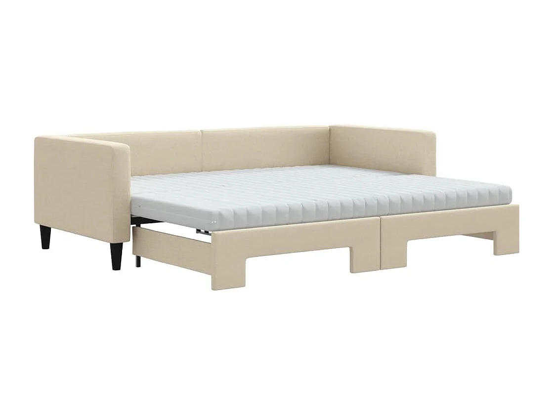 Sofá cama nido con colchón tela crema 90x200 cm