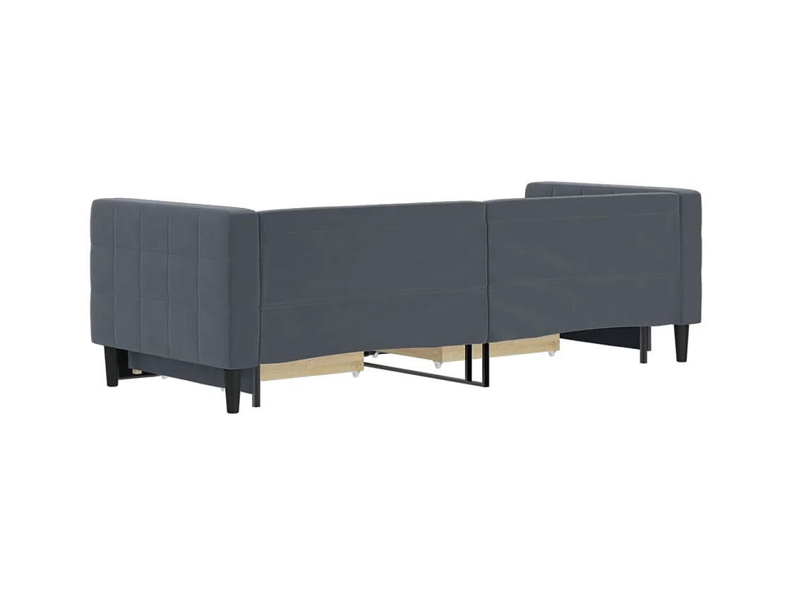 Sofá-cama com gavetão e gavetas 80x200 cm veludo cinzento-escuro