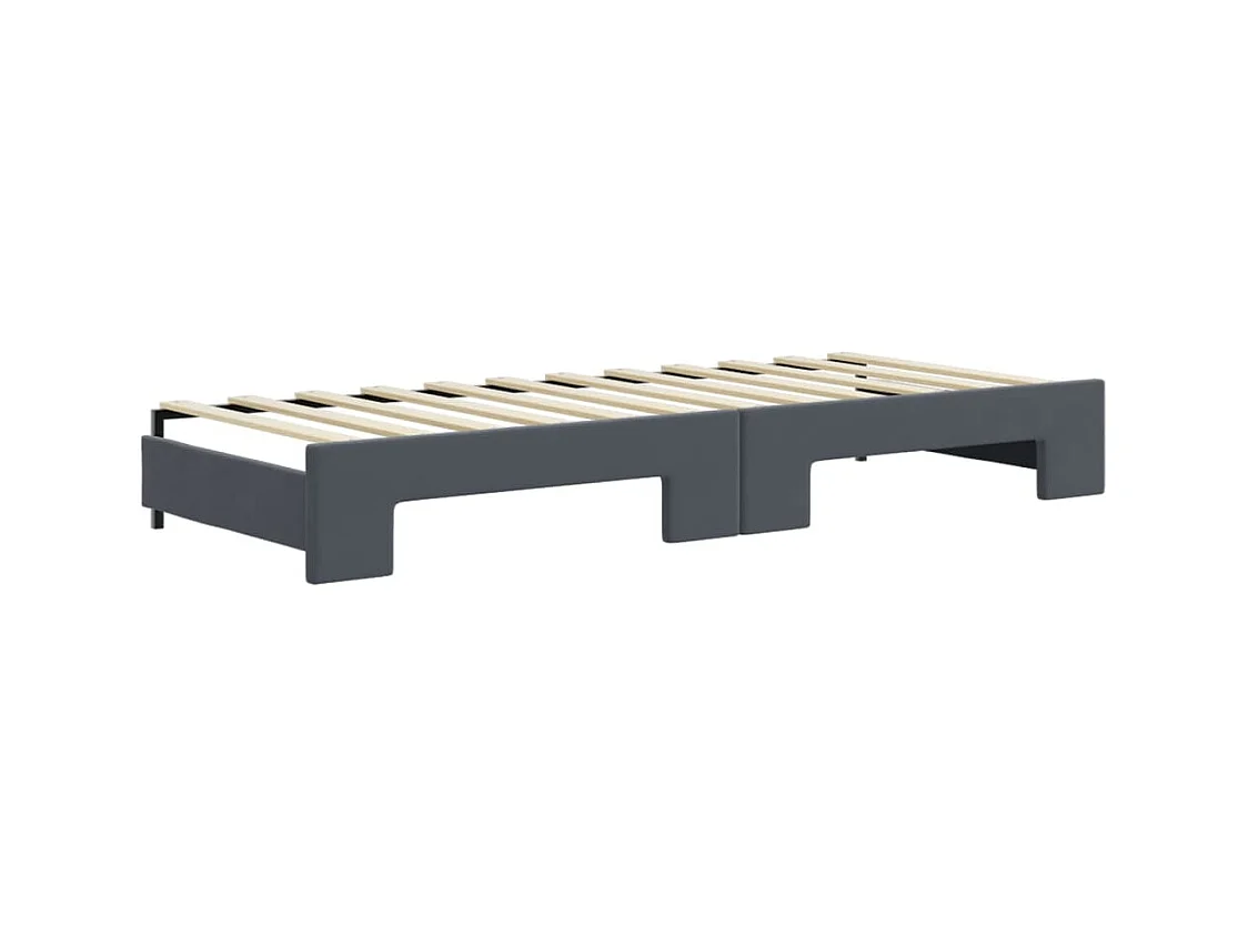 Sofá-cama com gavetão e gavetas 80x200 cm veludo cinzento-escuro