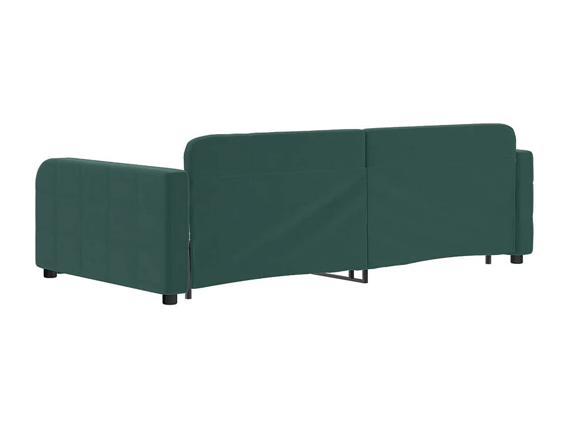 Sofá-cama com gavetão 100x200 cm veludo verde-escuro