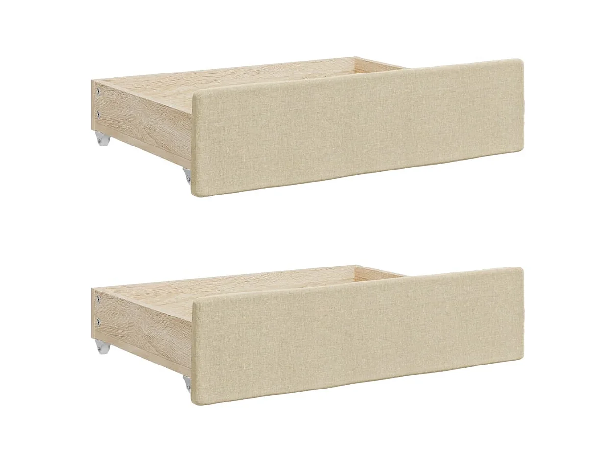 Sofá-cama com gavetão e gavetas 90x200 cm tecido cor creme