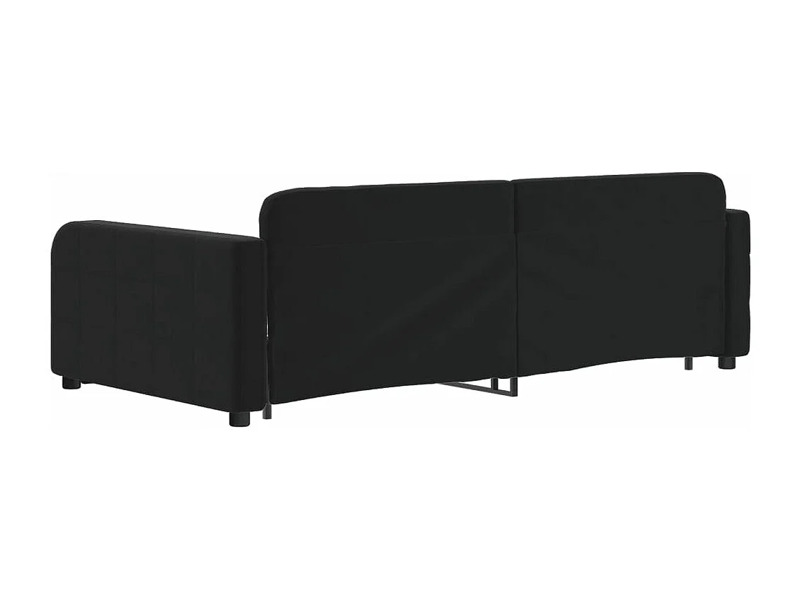 Lit de jour avec gigogne et tiroirs noir 100x200 cm velours