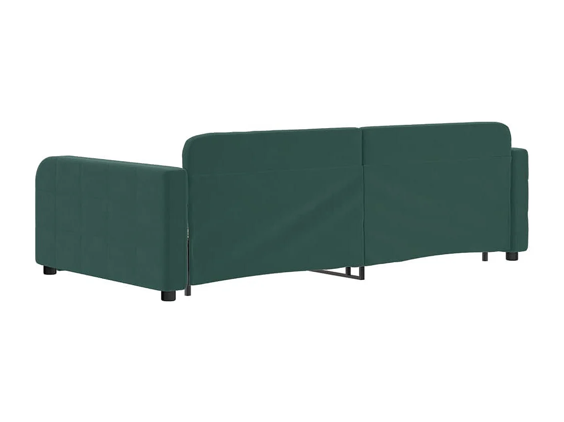 Sofá-cama com gavetão e gavetas 100x200 cm veludo verde-escuro