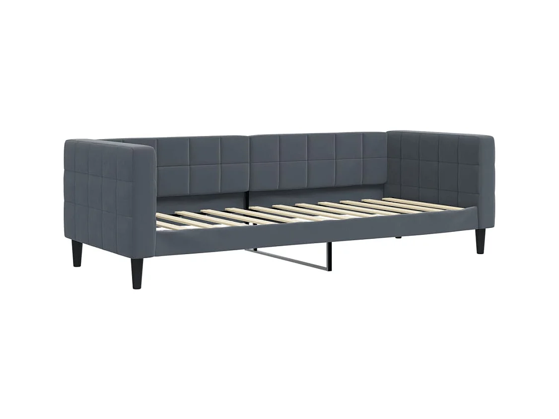 Sofá-cama com gavetão e colchões 80x200cm veludo cinzento-escuro