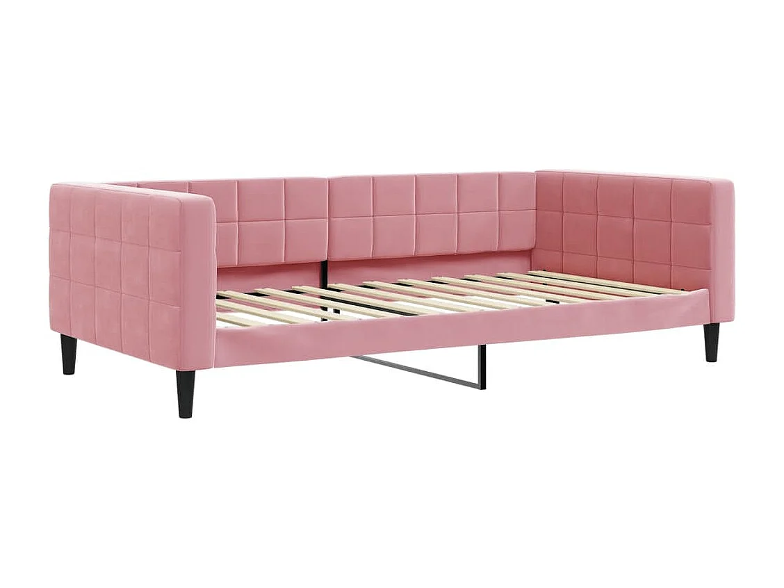 Lit de jour avec lit gigogne rose 100x200 cm velours