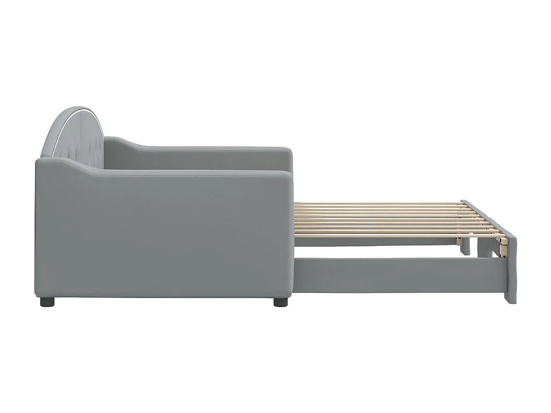 Lit de jour avec lit gigogne gris clair 90x190 cm tissu