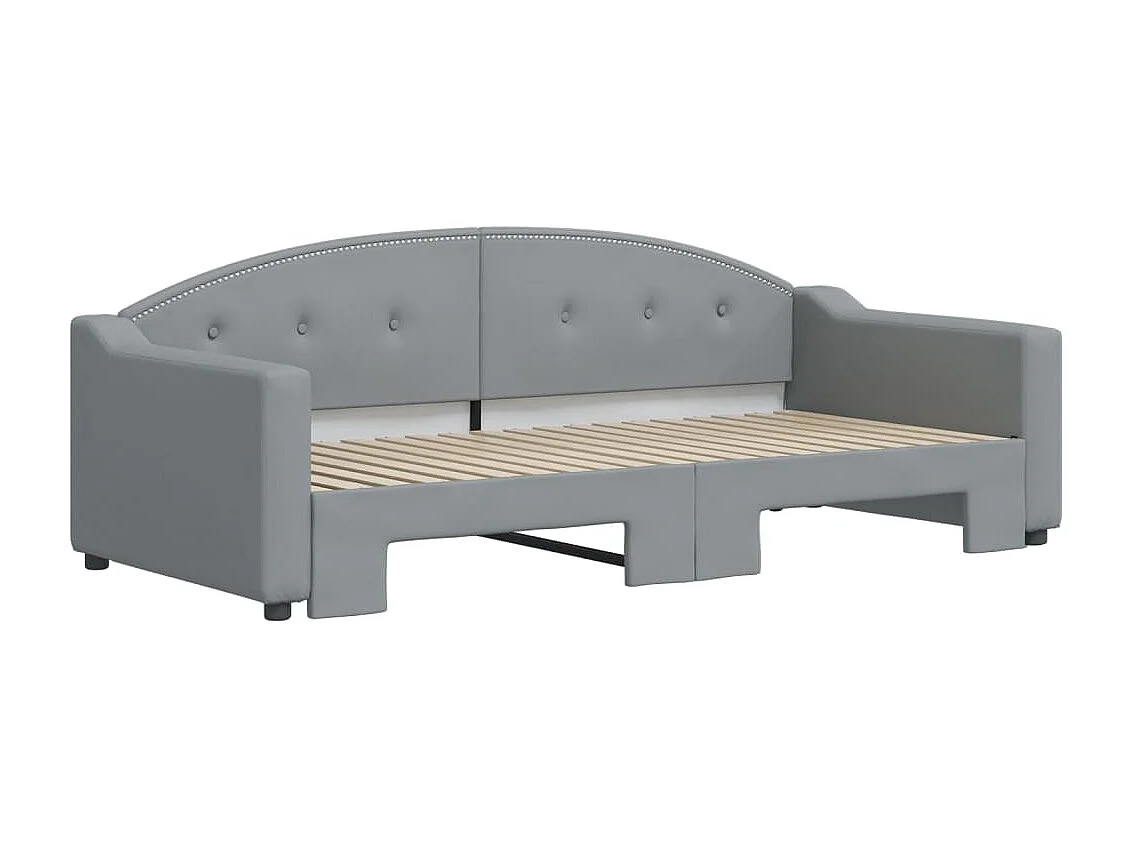 Lit de jour avec lit gigogne gris clair 90x190 cm tissu