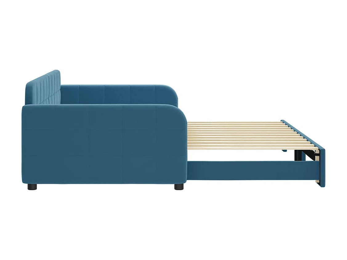 Lit de jour avec lit gigogne bleu 100x200 cm velours