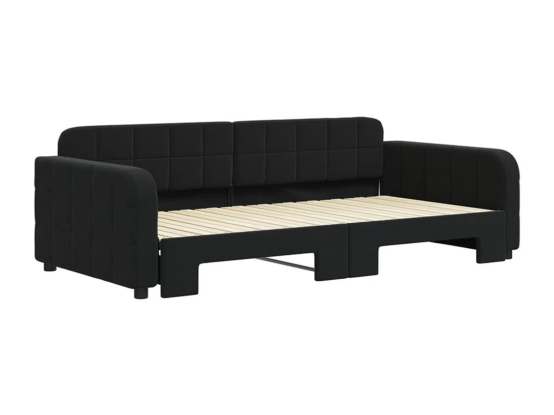 Lit de jour avec lit gigogne noir 100x200 cm velours